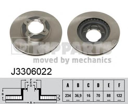 J3306022 Nipparts disco de freno delantero