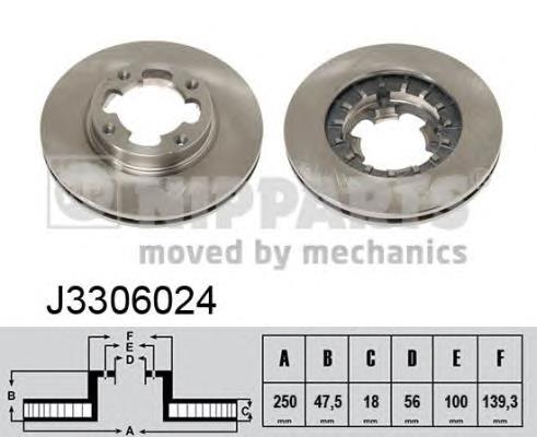 J3306024 Nipparts disco de freno delantero