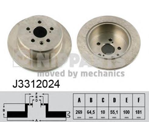 Disco de freno trasero J3312024 Nipparts