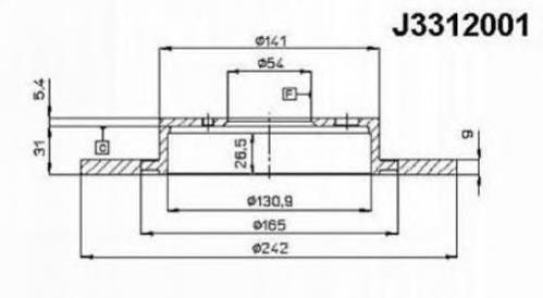 Disco de freno trasero J3312001 Nipparts