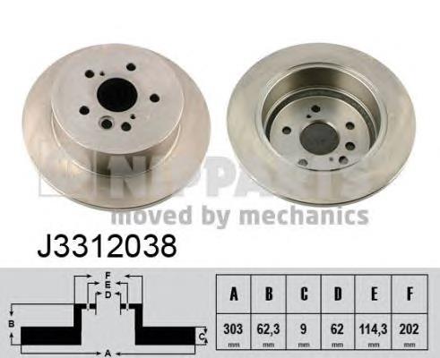 J3312038 Nipparts disco de freno trasero