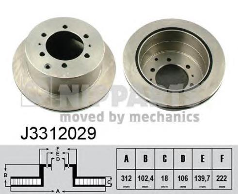 Disco de freno trasero J3312029 Nipparts