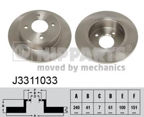 J3311033 Nipparts disco de freno trasero