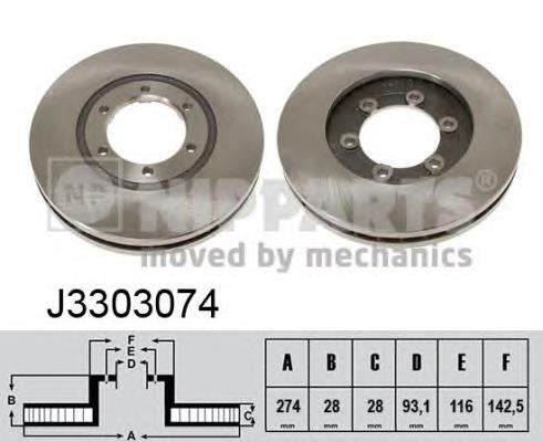 J3303074 Nipparts disco de freno delantero