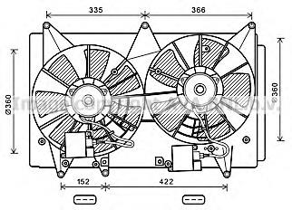 MZ7547 AVA difusor de radiador, ventilador de refrigeración, condensador del aire acondicionado, completo con motor y rodete