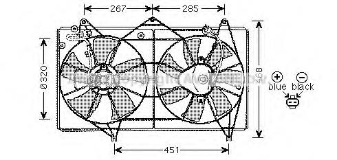 Difusor de radiador, ventilador de refrigeración, condensador del aire acondicionado, completo con motor y rodete FP70W247 FPS