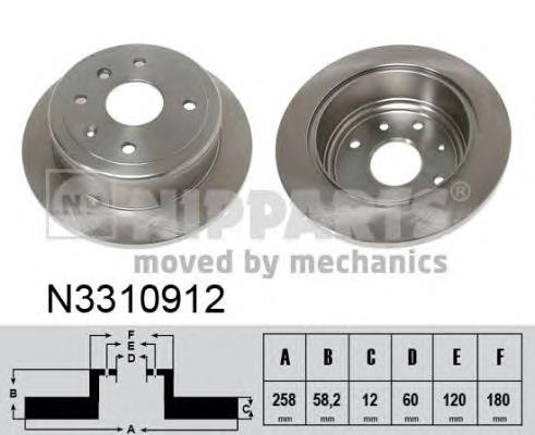 N3310912 Nipparts disco de freno trasero