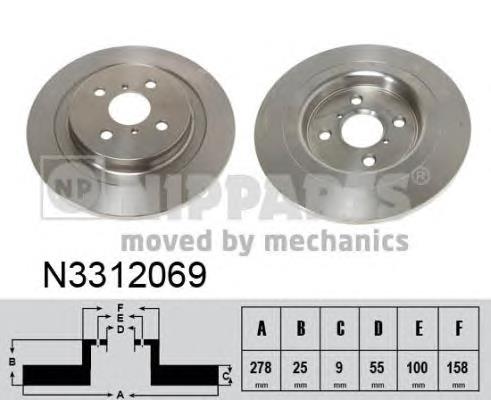 N3312069 Nipparts disco de freno trasero