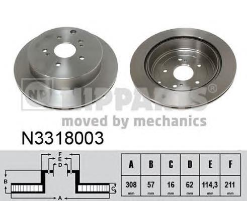 N3318003 Nipparts disco de freno trasero