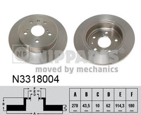 N3318004 Nipparts disco de freno trasero