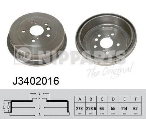 Freno de tambor trasero J3402016 Nipparts