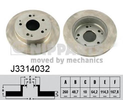 J3314032 Nipparts disco de freno trasero