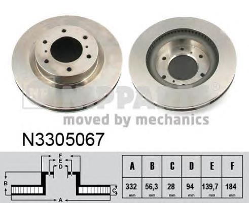 N3305067 Nipparts disco de freno delantero