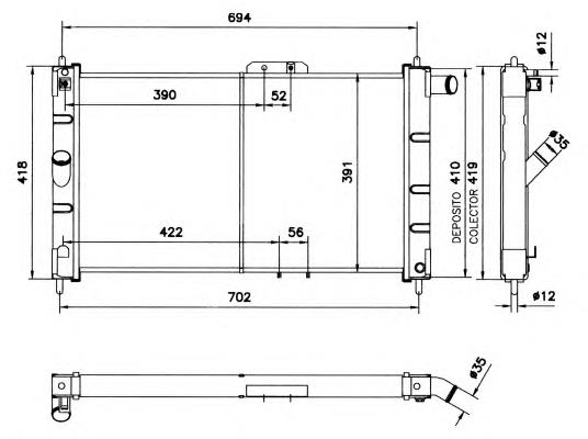 Radiador refrigeración del motor 52055 NRF