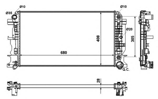 Radiador refrigeración del motor 53833 NRF