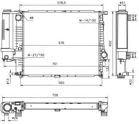 Radiador refrigeración del motor 53852 NRF