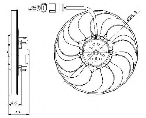 Ventilador de refrigeración completo derecho (motor y hélice) 47381 NRF
