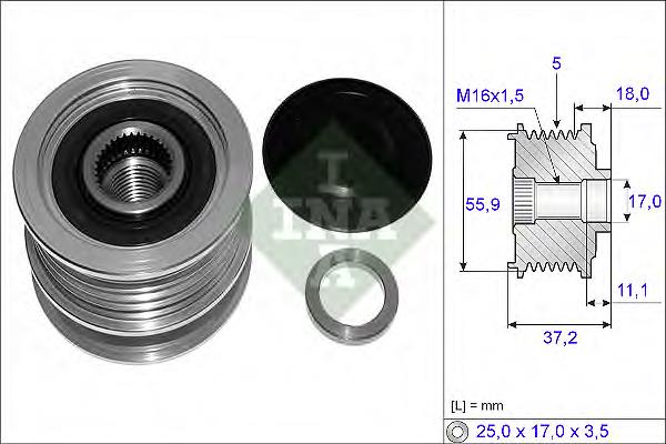 Polea de alternador INA 535011610