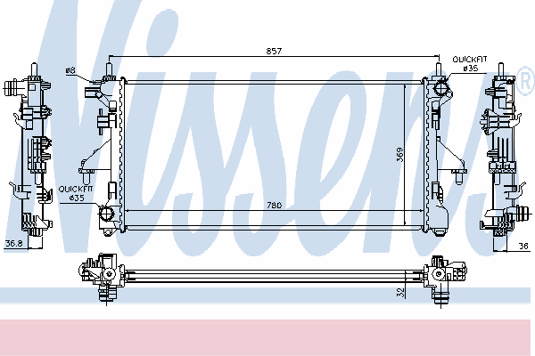 Radiador refrigeración del motor 63556 Nissens