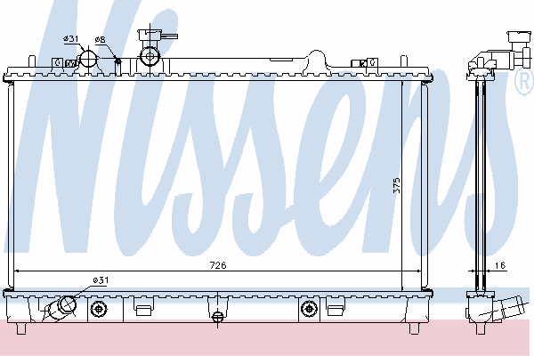 Radiador refrigeración del motor 68508 Nissens