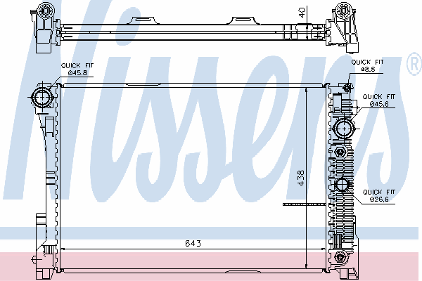 Radiador refrigeración del motor 67101 Nissens