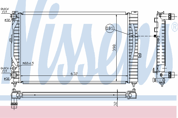 Radiador refrigeración del motor 60489 Nissens