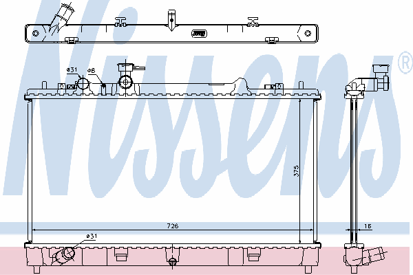 Radiador refrigeración del motor 68507 Nissens