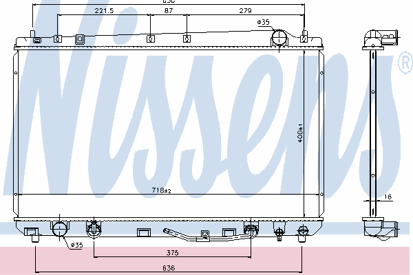 Radiador refrigeración del motor 69478 Nissens