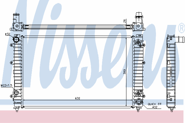 Radiador refrigeración del motor 60493A Nissens