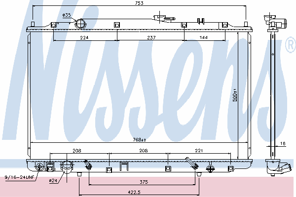 Radiador refrigeración del motor 69482 Nissens