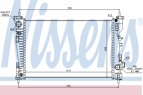 Radiador refrigeración del motor 60062 Nissens