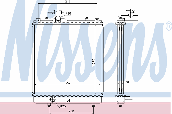 Radiador refrigeración del motor 64195 Nissens