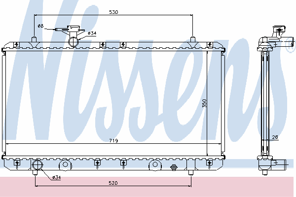 Radiador refrigeración del motor 64167A Nissens