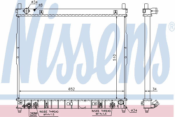 Radiador refrigeración del motor 64318 Nissens