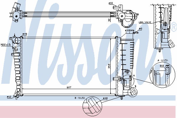 Radiador refrigeración del motor 63578A Nissens
