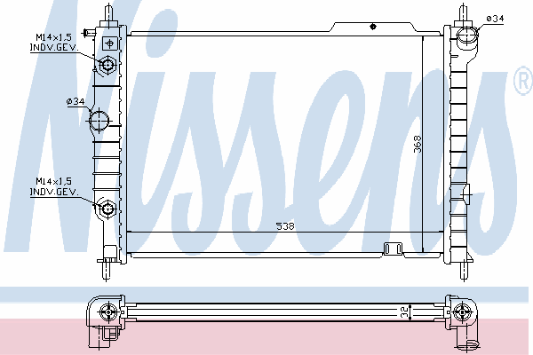 Radiador refrigeración del motor 63061 Nissens