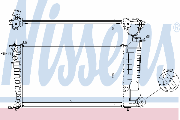 Radiador refrigeración del motor 635181 Nissens