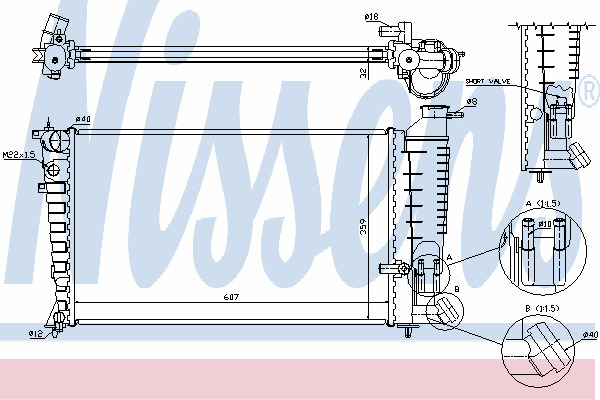 Radiador refrigeración del motor 63585A Nissens