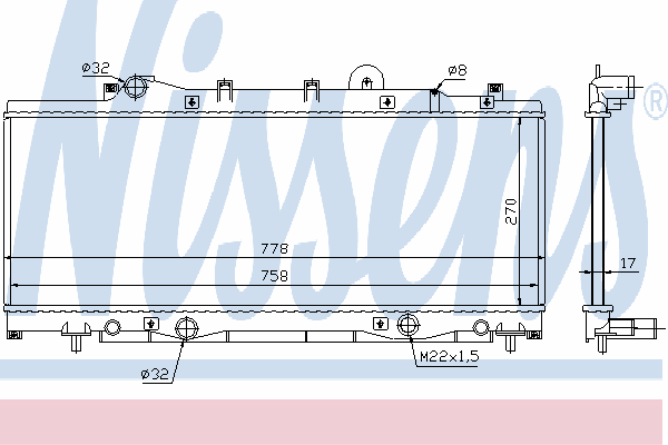 Radiador refrigeración del motor 61798 Nissens