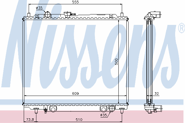 Radiador refrigeración del motor 62852 Nissens