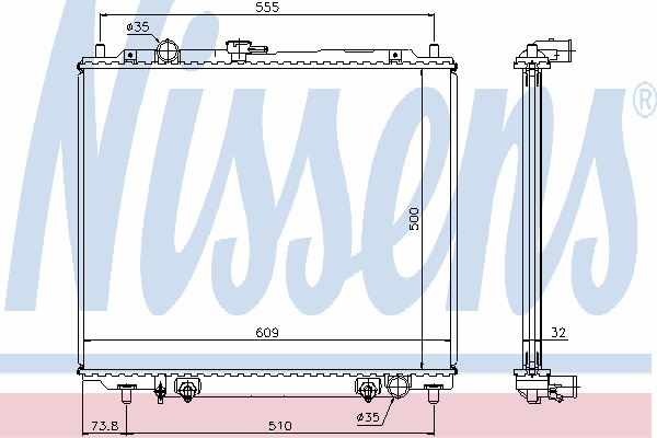 Radiador refrigeración del motor 62853 Nissens