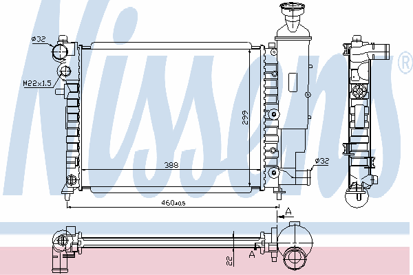 Radiador refrigeración del motor 61358 Nissens