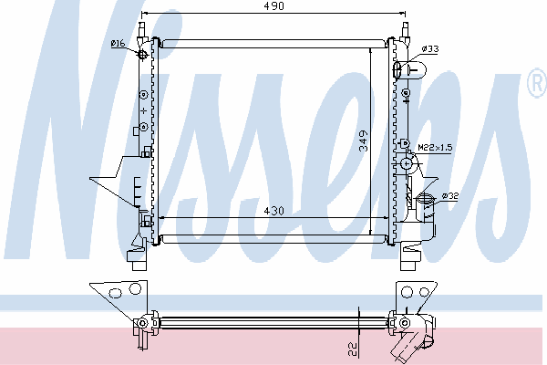 Radiador refrigeración del motor 63949 Nissens