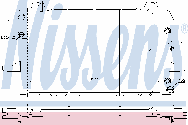 Radiador refrigeración del motor 62204 Nissens