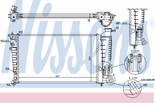 Radiador refrigeración del motor 61381A Nissens