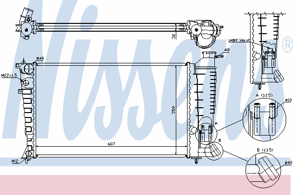 Radiador refrigeración del motor 61380A Nissens