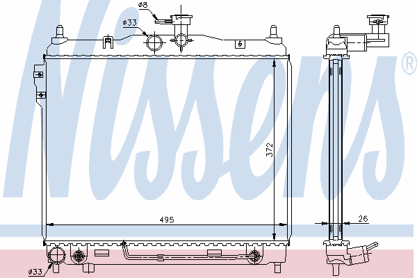 Radiador refrigeración del motor 67487 Nissens