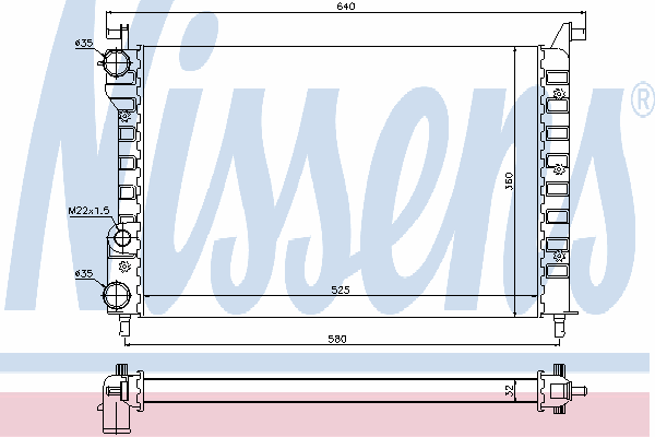 Radiador refrigeración del motor 61802 Nissens