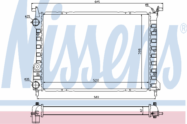 Radiador refrigeración del motor 61804 Nissens