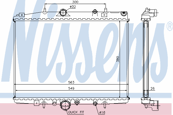 Radiador refrigeración del motor 63703 Nissens